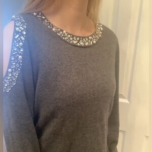 Inc gray cold shoulder sweater M